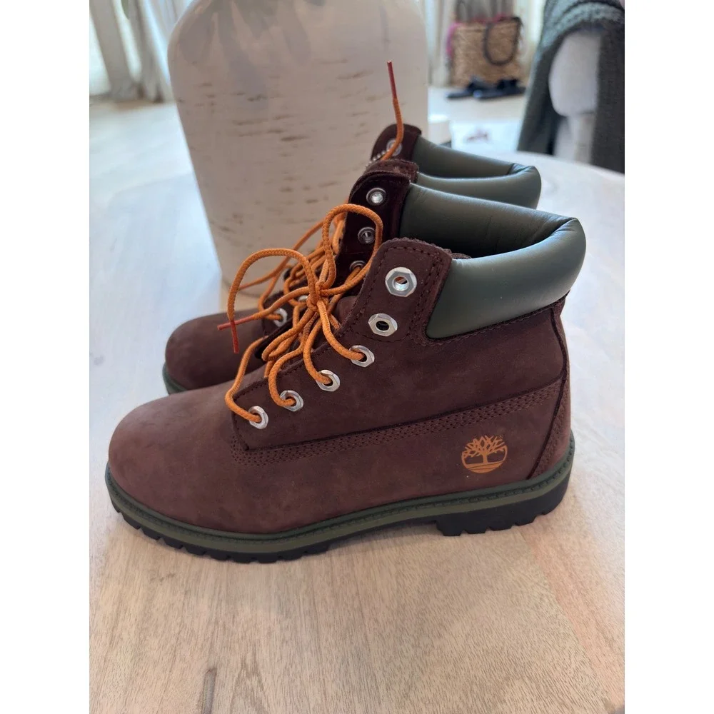 Timberland 6 Inch Waterproof Boot Boys 5.5 Brown NWT Nubuck Leather Gorpcore